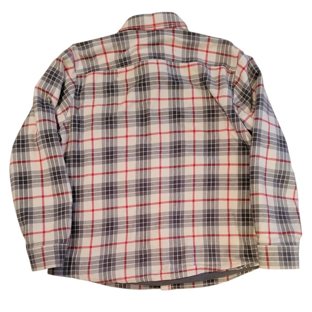Eddie Bauer Mens Flannel Lined Shirt Jacket‎ Plaid Red Gray XL - Picture 7 of 8